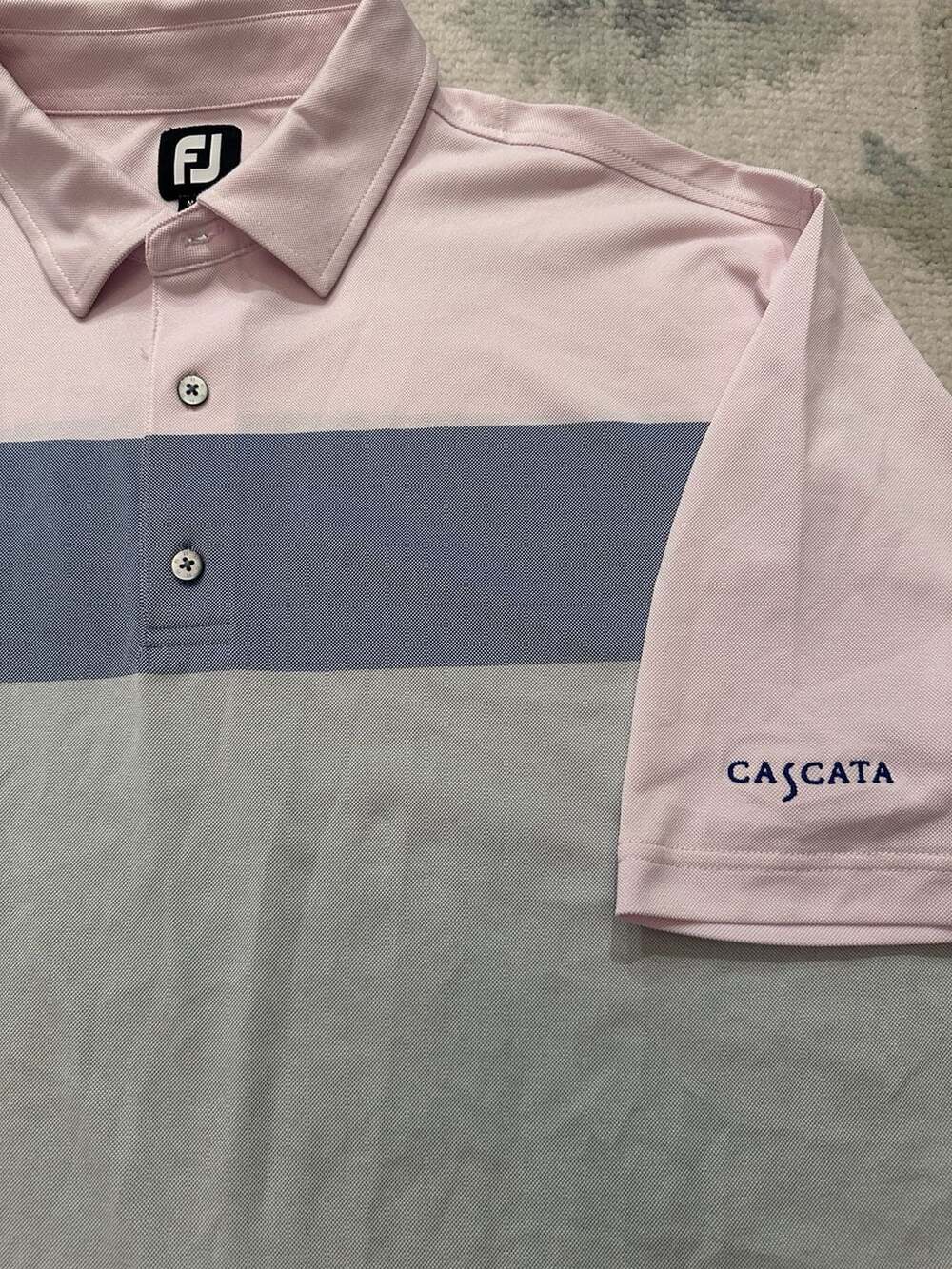 FootJoy Pink & Gray Colorblock Performance Golf Polo Shirt Cascata Golf Club